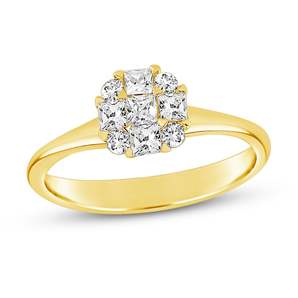 Diamond Engagement Ring 1/2 ct tw Round/Princess 14K Yellow Gold mAAcG2ln