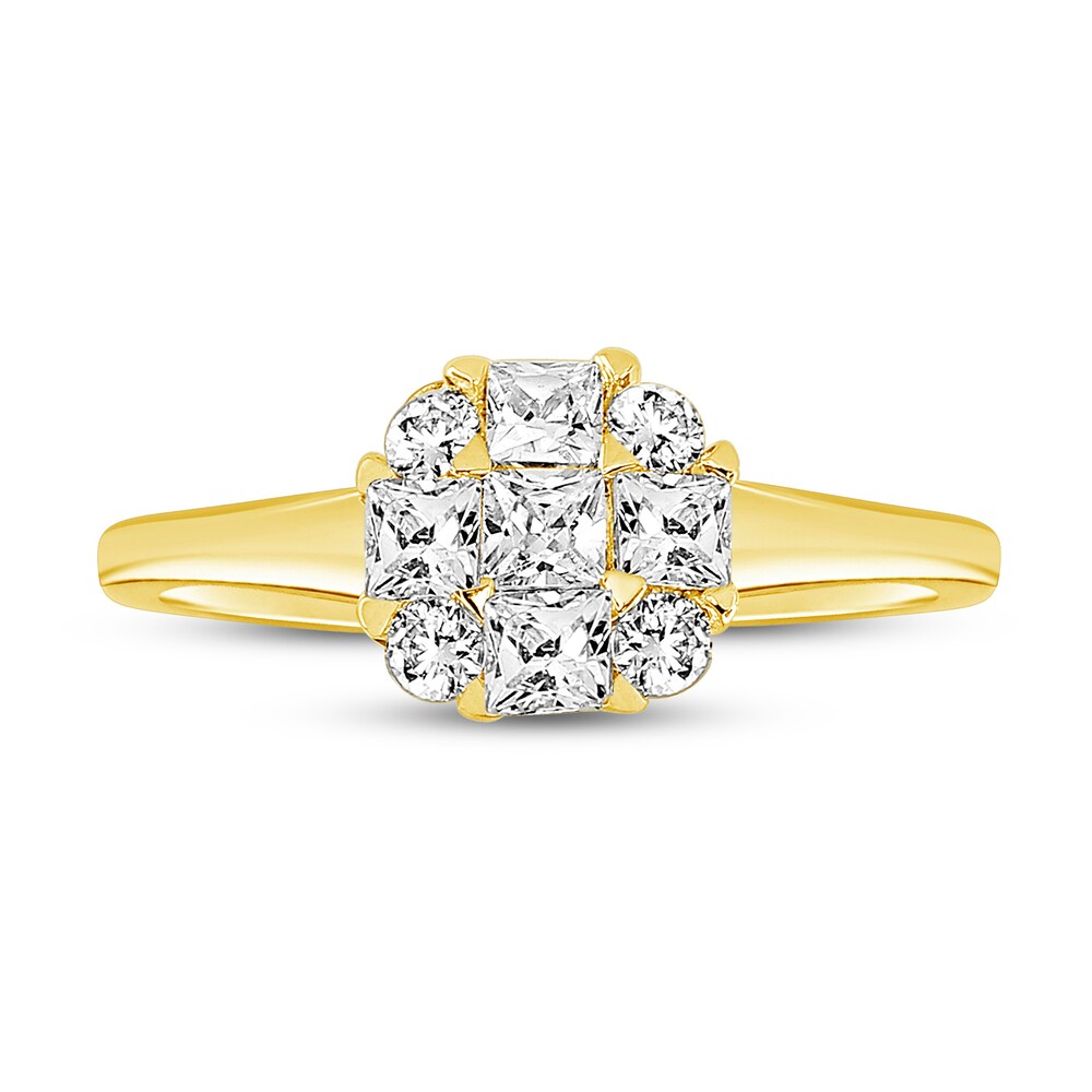Diamond Engagement Ring 1/2 ct tw Round/Princess 14K Yellow Gold mAAcG2ln