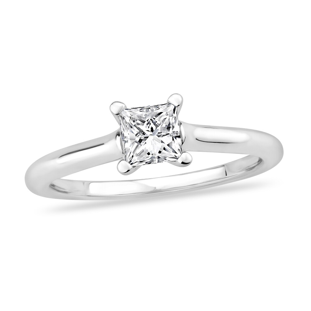 Diamond Solitaire Engagement Ring 3/4 ct tw Princess-cut 14K White Gold (I2/I) mAHOn76K