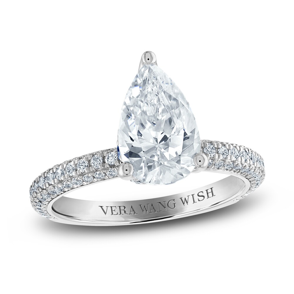 Vera Wang WISH Lab-Created Diamond Engagement Ring 2-1/2 ct tw Round/Pear 14K White Gold mClHKh8a