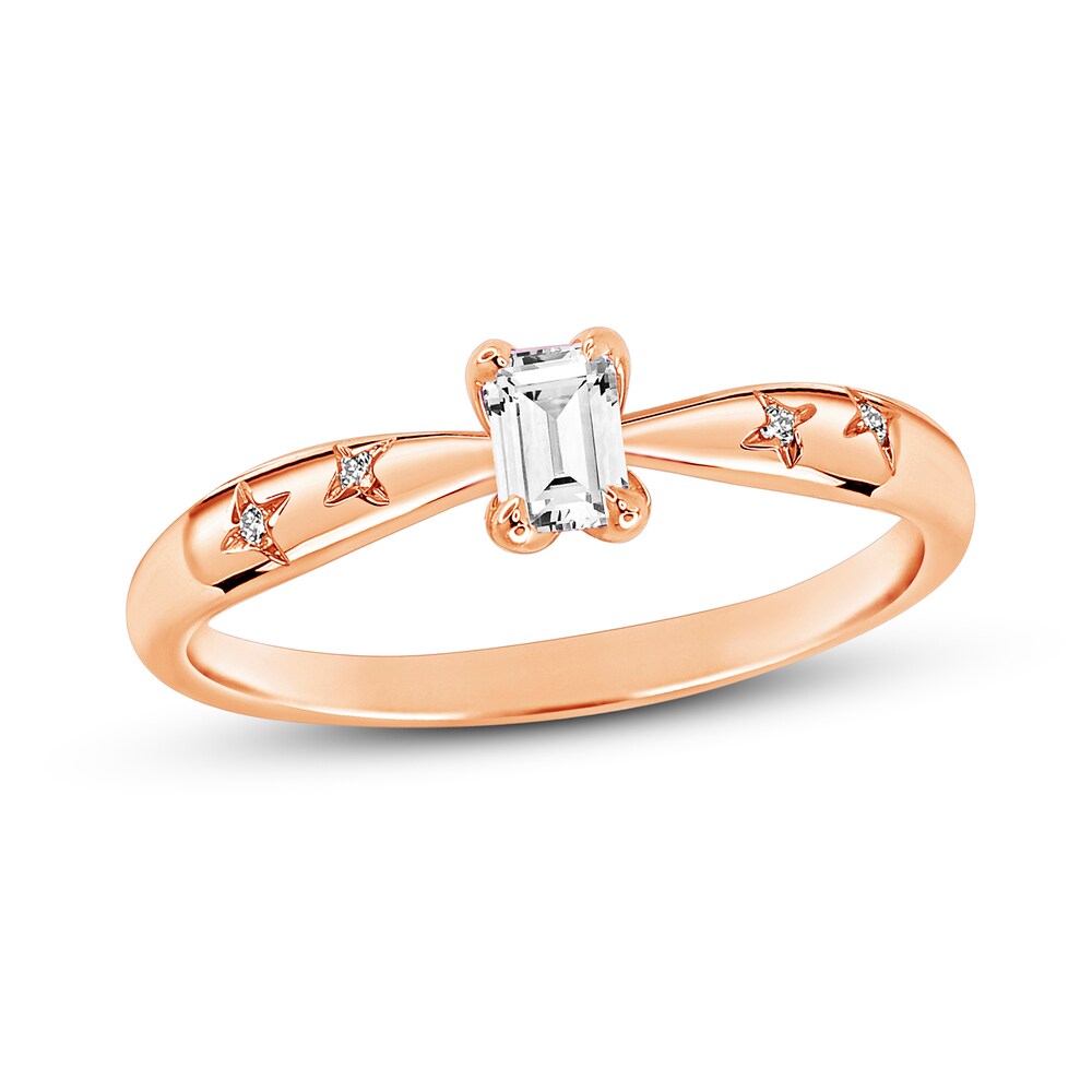 Diamond Engagement Ring 1/3 ct tw Round/Emerald 14K Rose Gold mGBT7TUz
