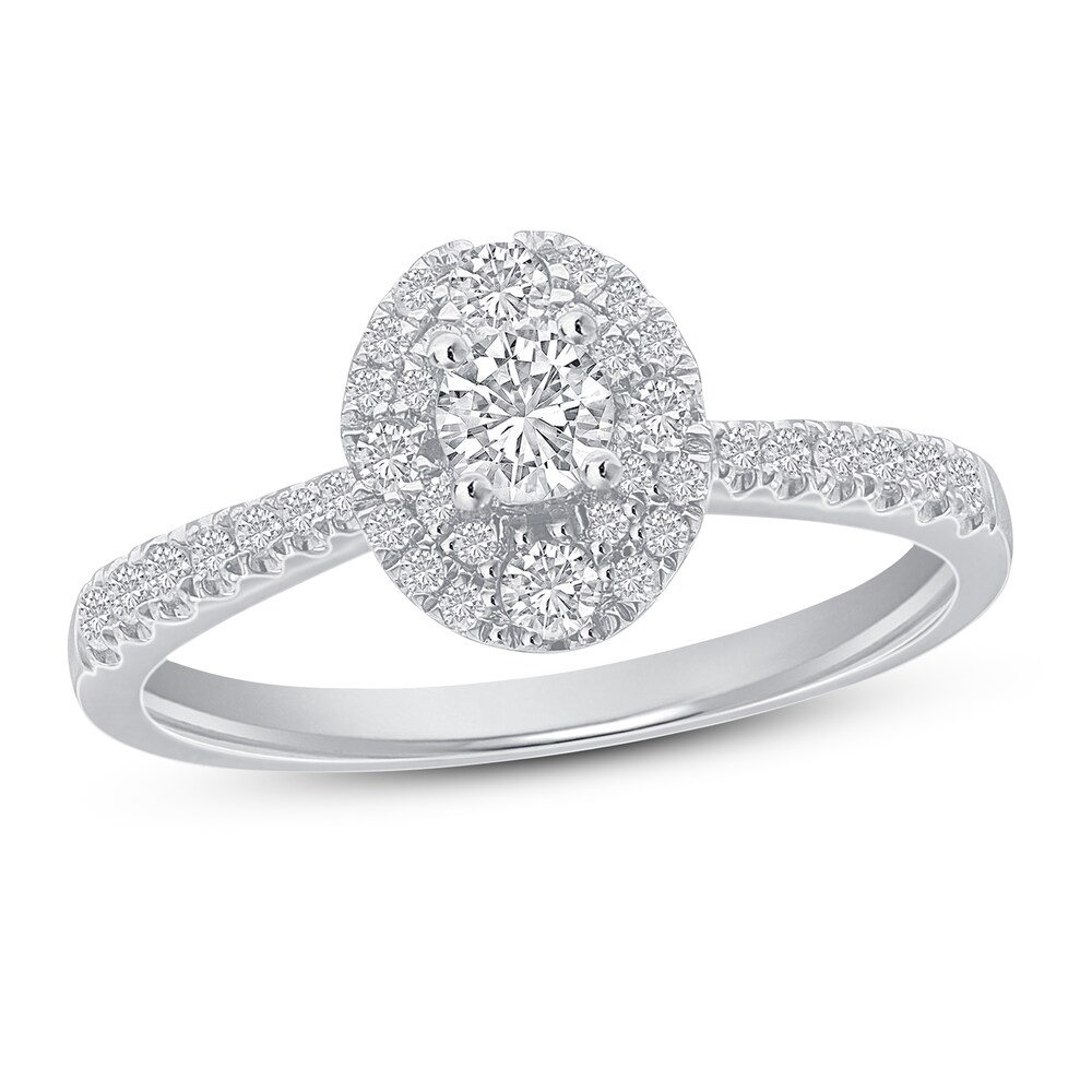 Diamond Engagement Ring 1/2 ct tw Round 14K White Gold mGHj6kLn