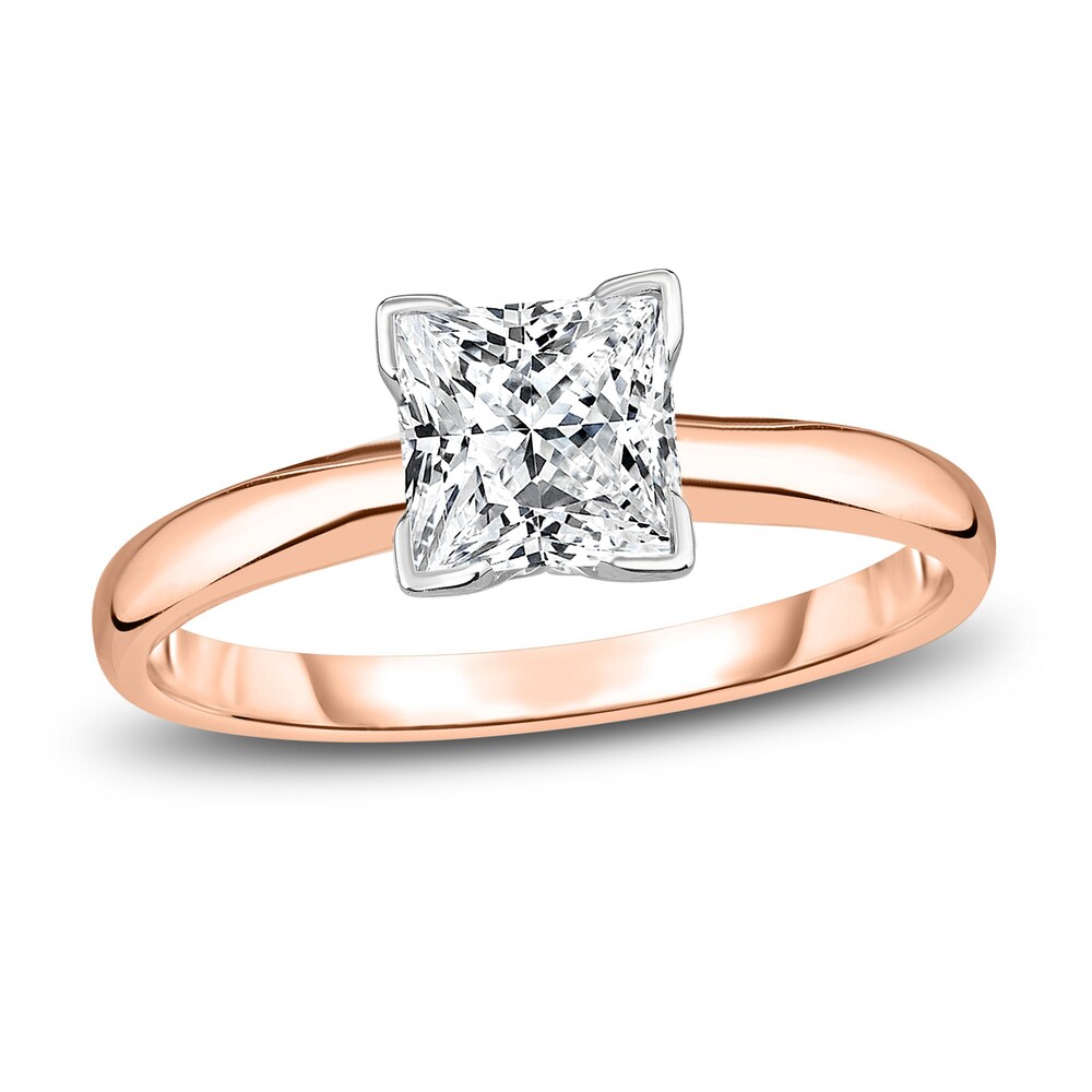 Diamond Solitaire Engagement Ring 7/8 ct tw Princess 14K Rose Gold (I2/I) mK1dRtdf