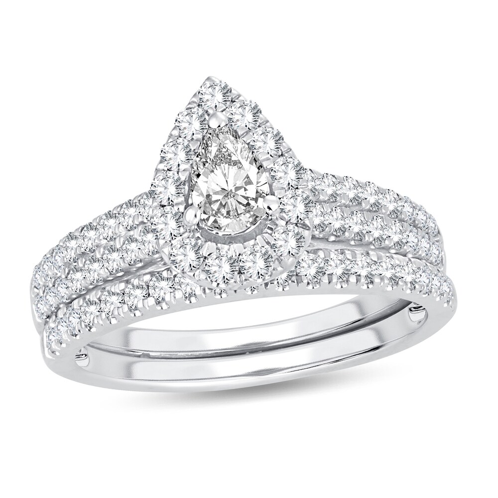 Diamond Bridal Set 1 ct tw Pear-shaped 14K White Gold mRcRhCUM