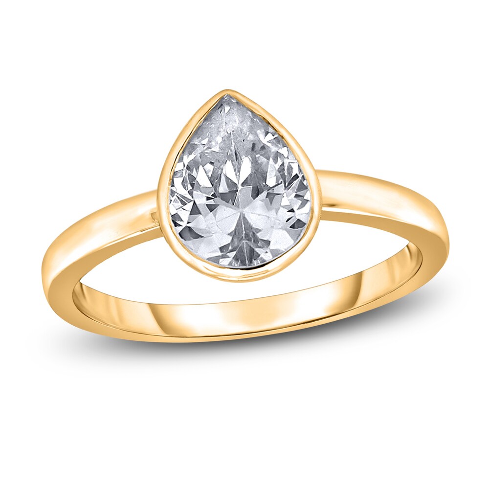 Diamond Solitaire Engagement Ring 2 ct tw Bezel-Set Pear-cut 14K Yellow Gold (I2/I) mTNGw1pl