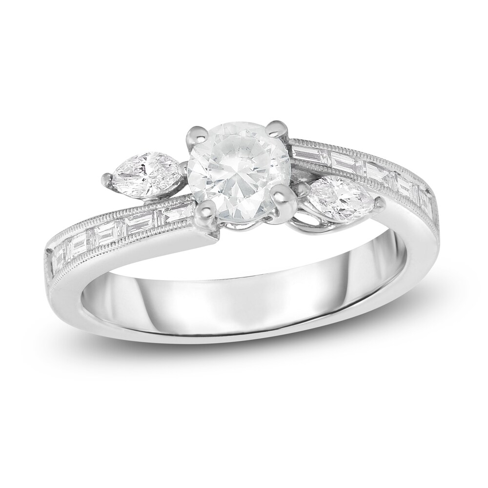Diamond Engagement Ring 1 ct tw Round/Marquise 14K White Gold md6RmE8x