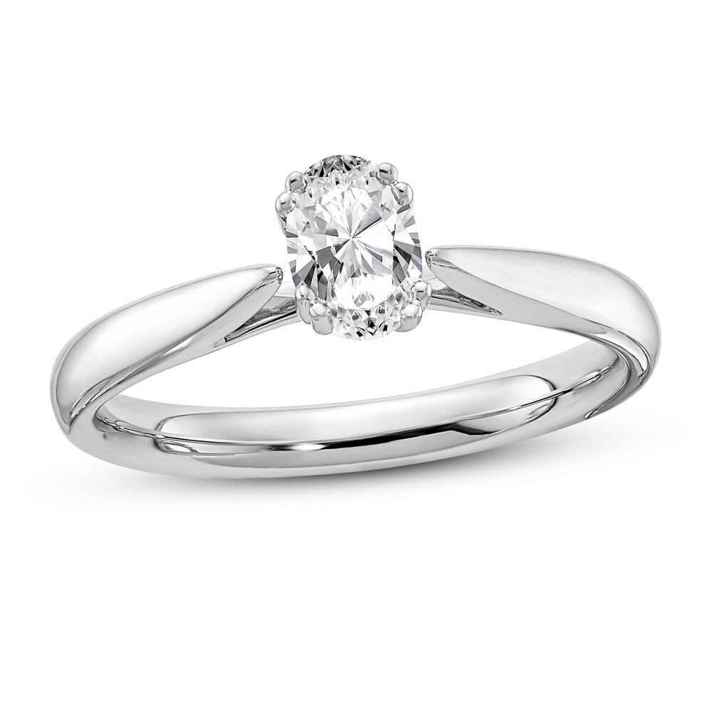 Diamond Solitaire Engagement Ring 1/2 ct tw Oval 14K White Gold (I1/I) mjIj41UZ