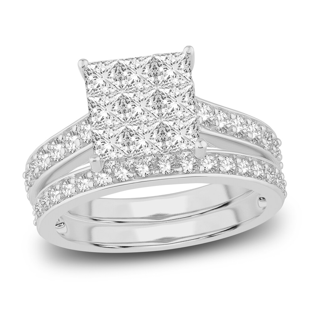 Diamond Bridal Set 2 ct tw Round 14K White Gold mmLzIQEa