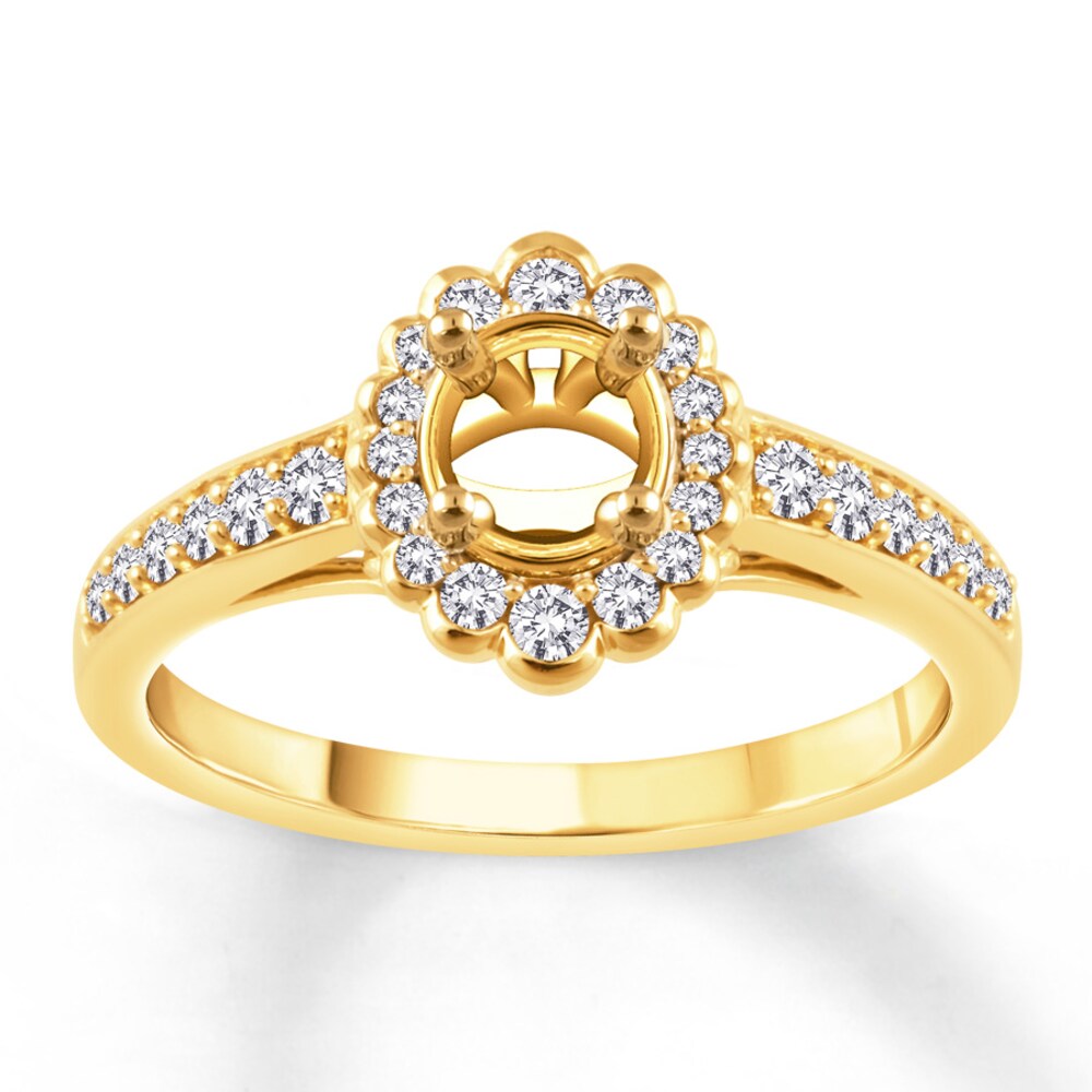 Diamond Ring Setting 1/3 ct tw Round-cut 14K Yellow Gold mo096SKN
