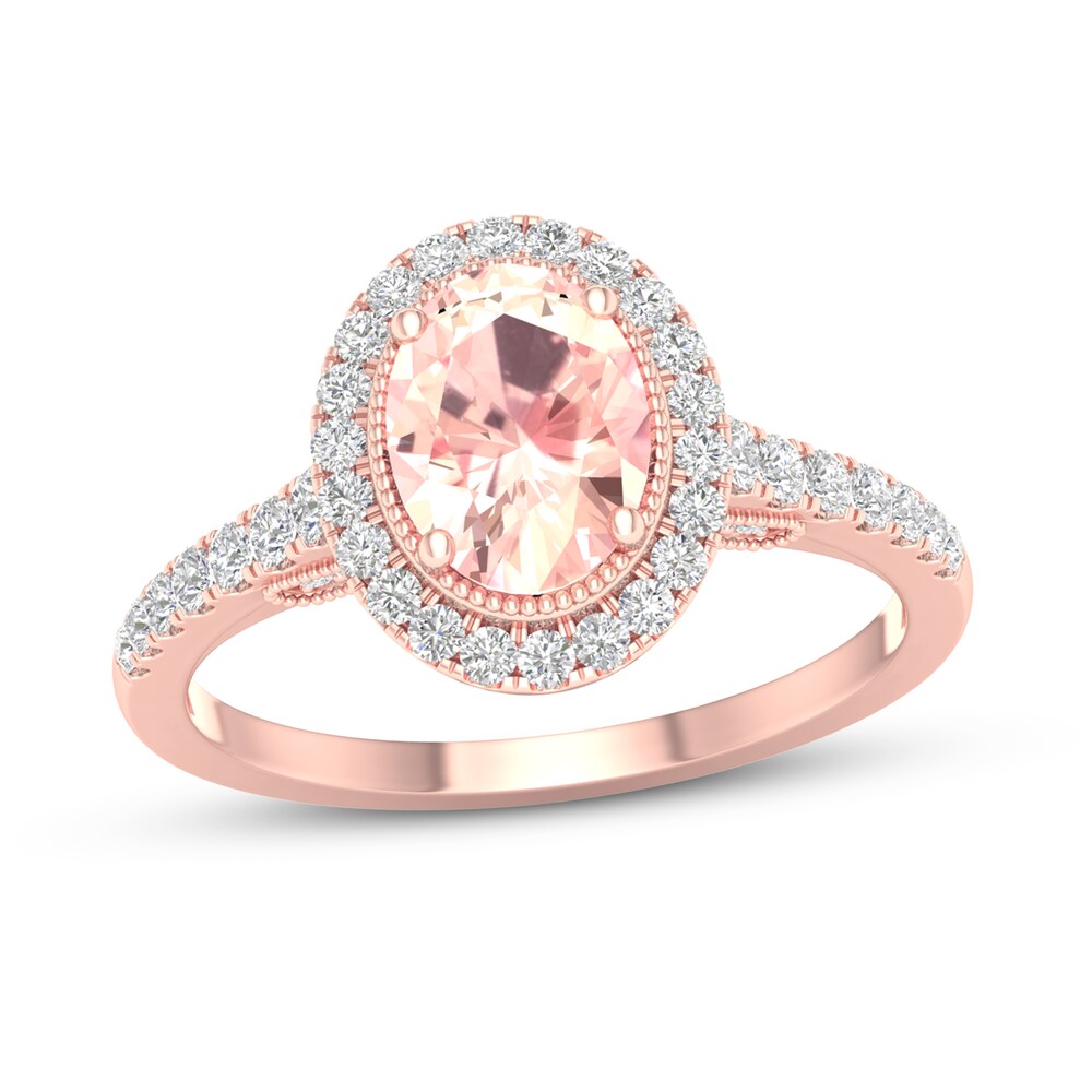 Morganite Engagement Ring 1/3 ct tw Diamonds 14K Rose Gold mrEl4n1l