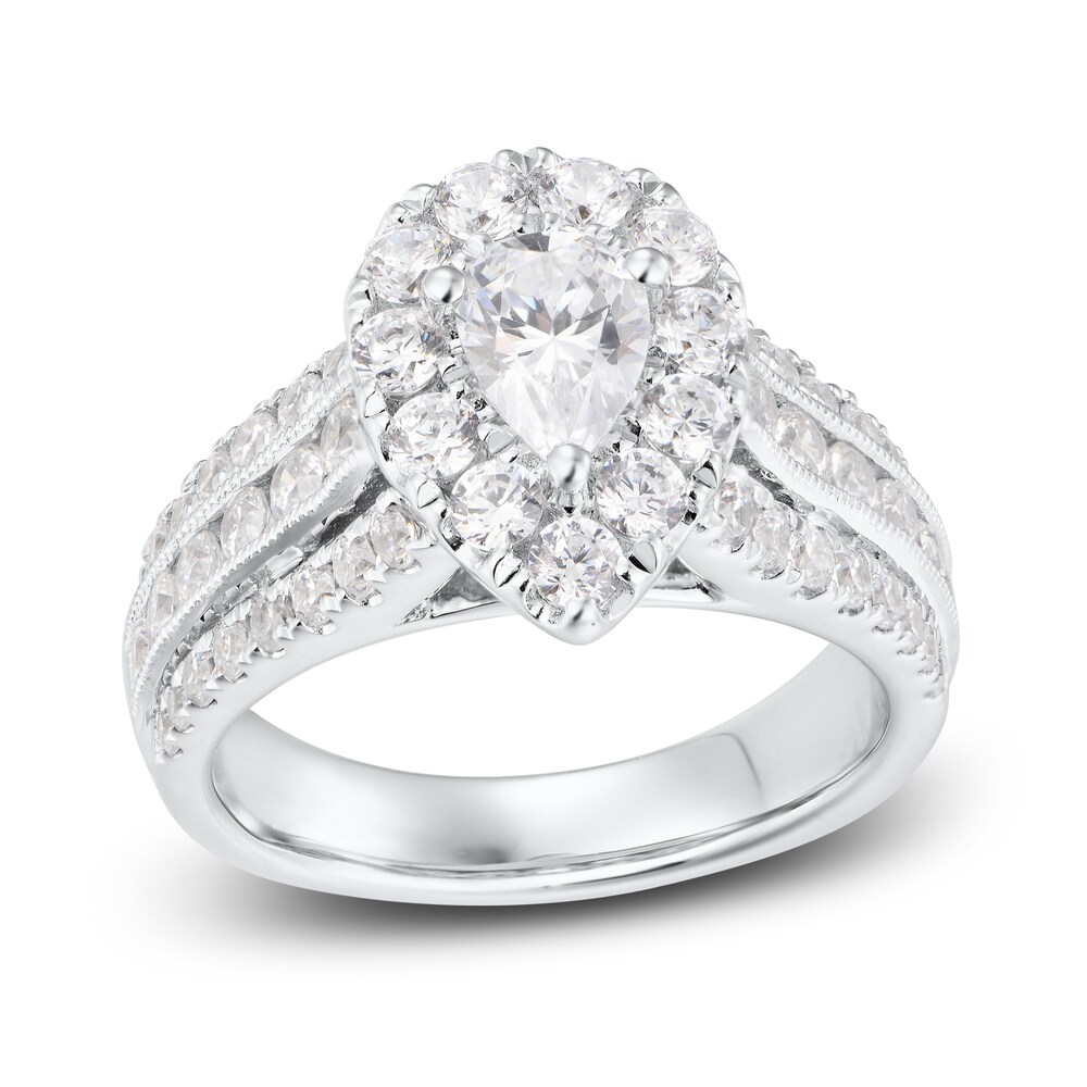 Diamond Engagement Ring 2-1/4 ct tw Pear-shaped/Round 14K White Gold msMaUO5t [msMaUO5t]