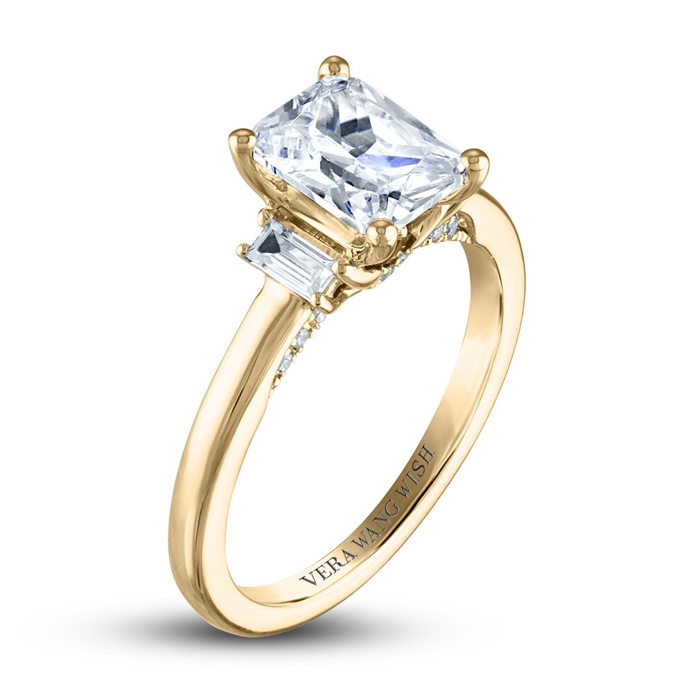 Vera Wang WISH Diamond 3-Stone Engagement Ring 2-1/5 ct tw Emerald/Baguette 18K Yellow Gold n2DgukU3