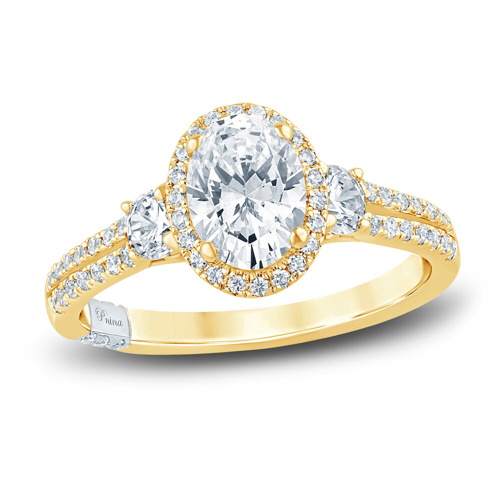 Pnina Tornai Lab-Created Diamond Engagement Ring 1-1/2 ct tw Oval/Round 14K Yellow Gold n3z8bm1U