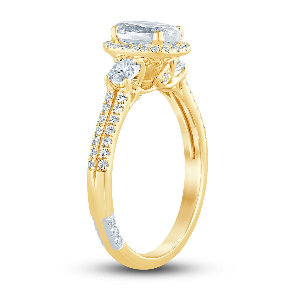 Pnina Tornai Lab-Created Diamond Engagement Ring 1-1/2 ct tw Oval/Round 14K Yellow Gold n3z8bm1U