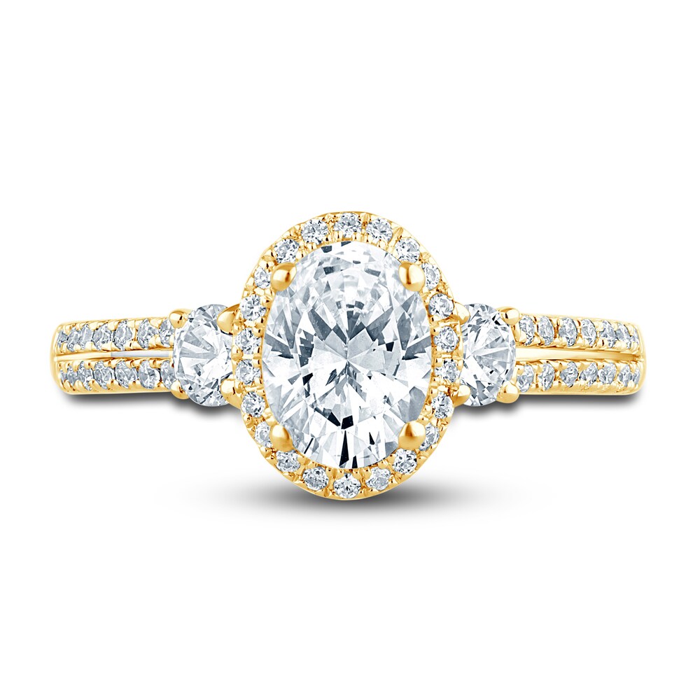 Pnina Tornai Lab-Created Diamond Engagement Ring 1-1/2 ct tw Oval/Round 14K Yellow Gold n3z8bm1U