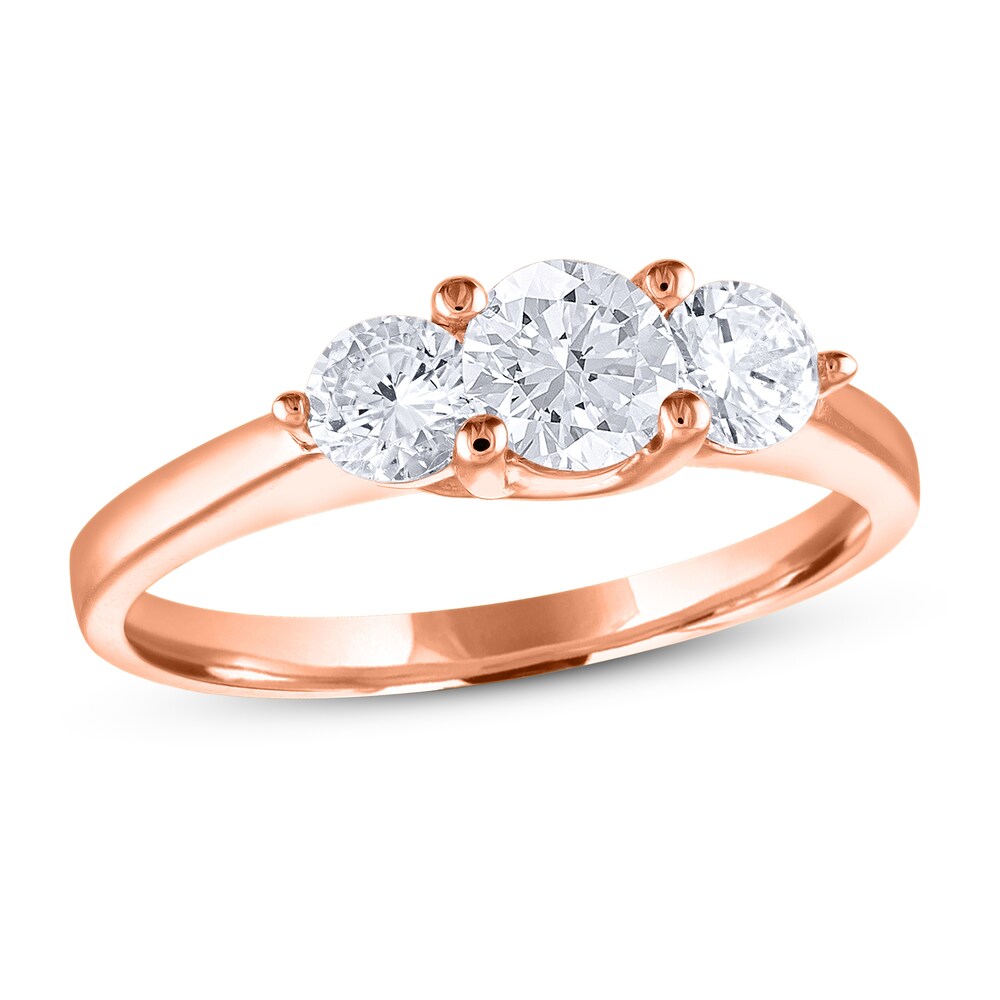 Diamond 3-Stone Ring 1 ct tw Round 14K Rose Gold n6PhE2KP