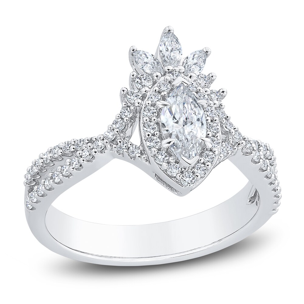 Diamond Engagement Ring 1 ct tw Marquise/Round 14K White Gold nLrGM9jw