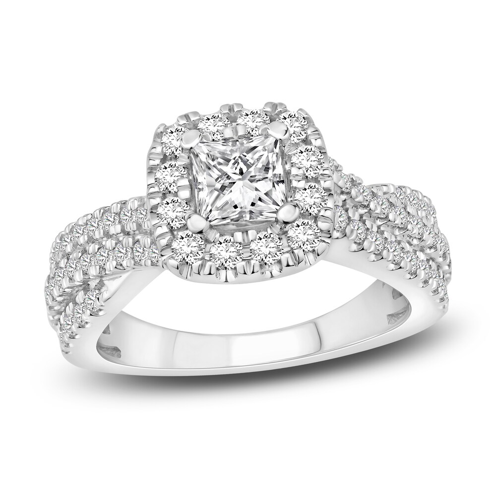 Diamond Engagement Ring 1-1/4 ct tw Princess/Round 14K White Gold nOuVLuW6