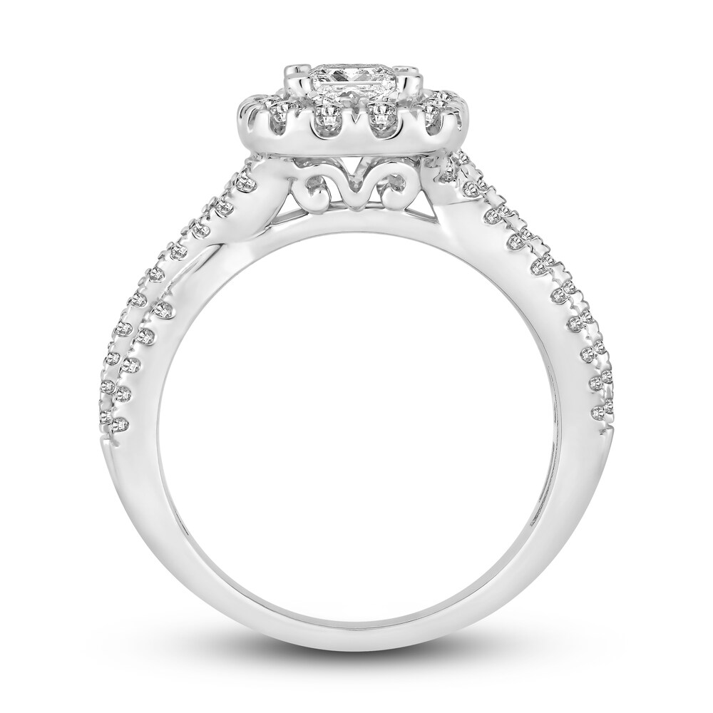 Diamond Engagement Ring 1-1/4 ct tw Princess/Round 14K White Gold nOuVLuW6