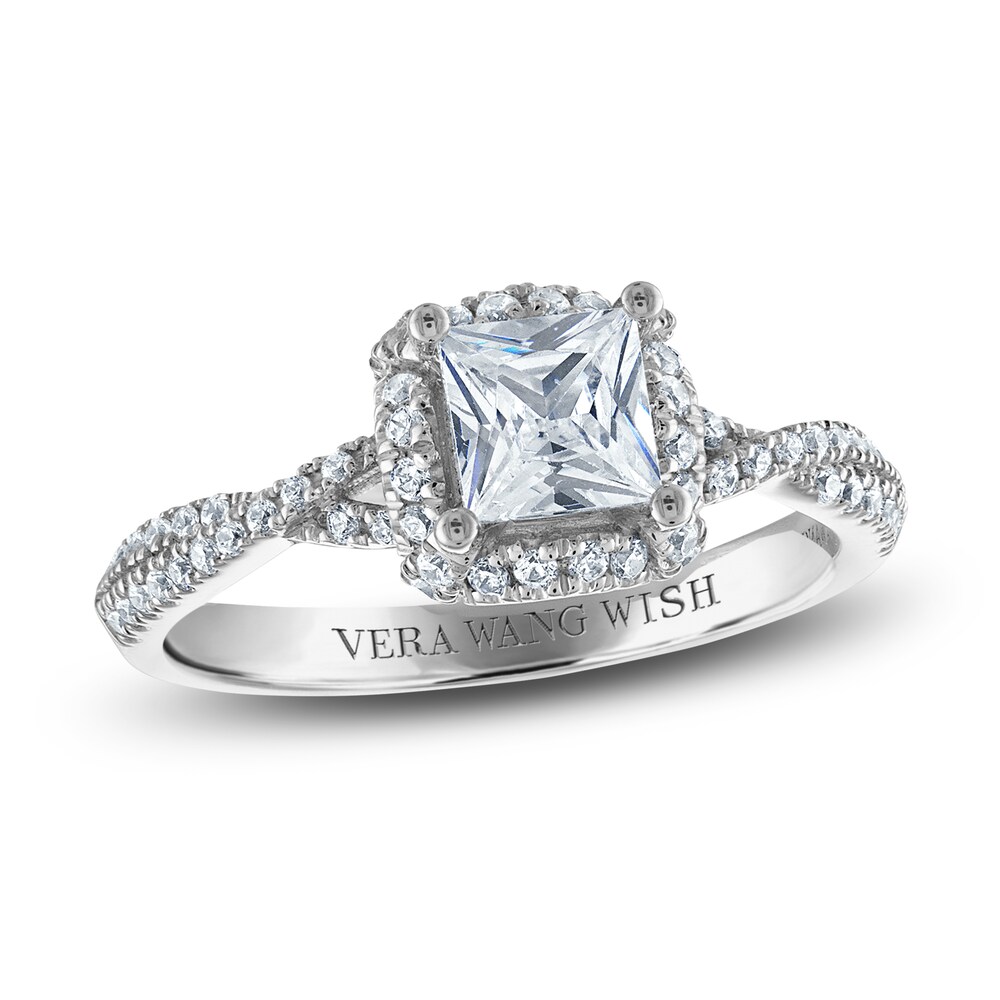 Vera Wang WISH Diamond Engagement Ring 1-1/5 ct tw Princess/Round 14K White Gold nPoSrcvd