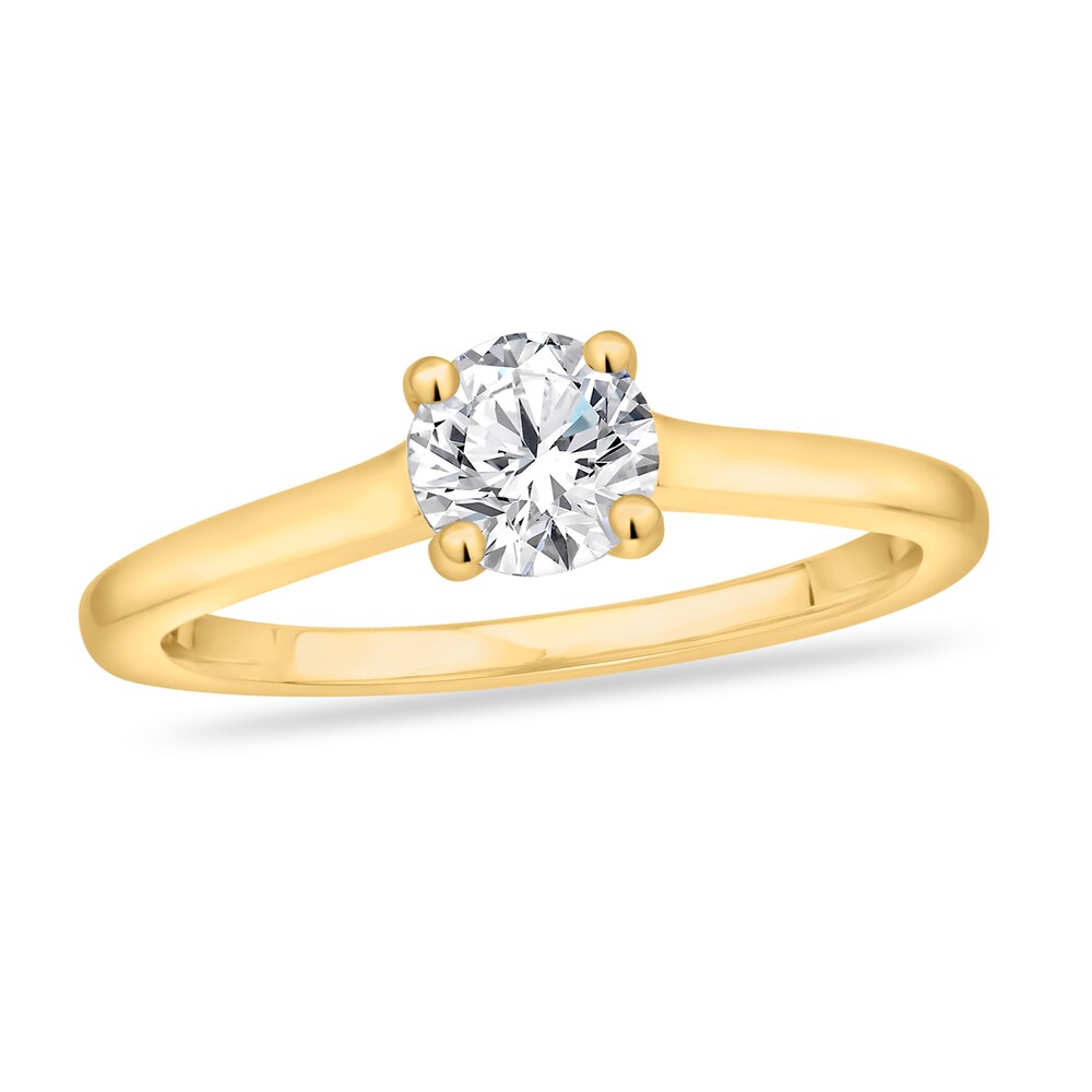 Diamond Solitaire Engagement Ring 7/8 ct tw Round-cut 14K Yellow Gold (I2/I) nRHTsS2T