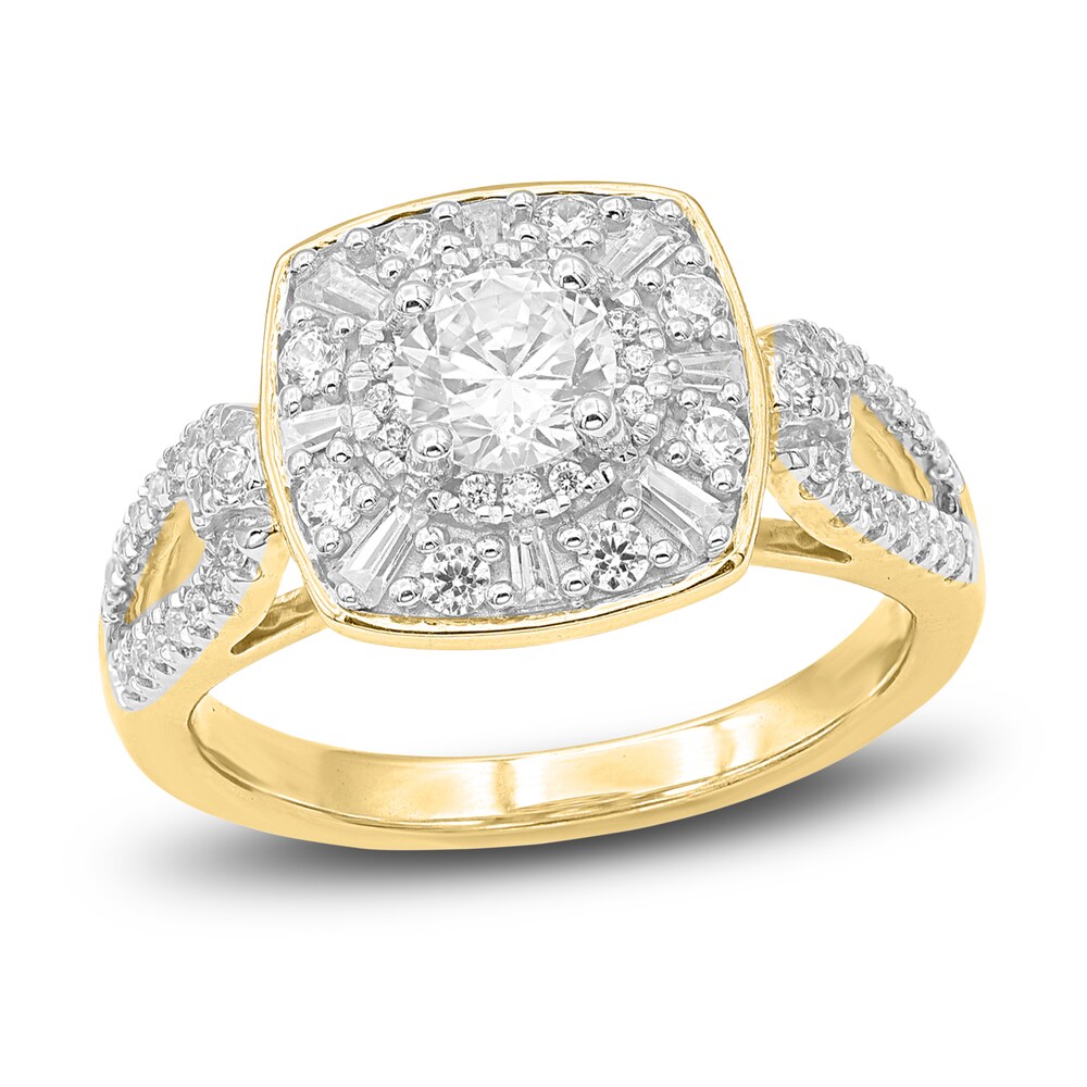 Diamond Engagement Ring 1 ct tw Round/Baguette 14K Yellow Gold nSYE3vuI