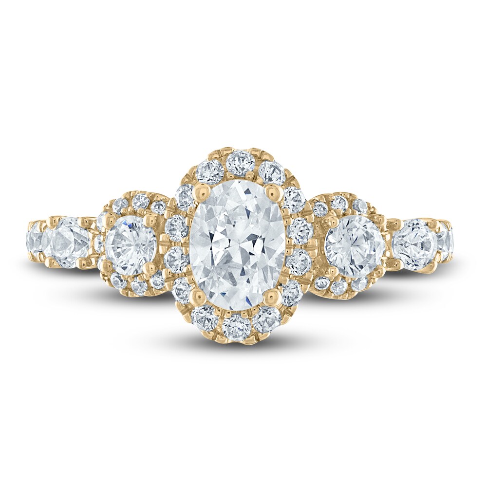 Vera Wang WISH Diamond Engagement Ring Setting 1-1/4 ct tw oval/Round 14K Yellow Gold nTlGFl93