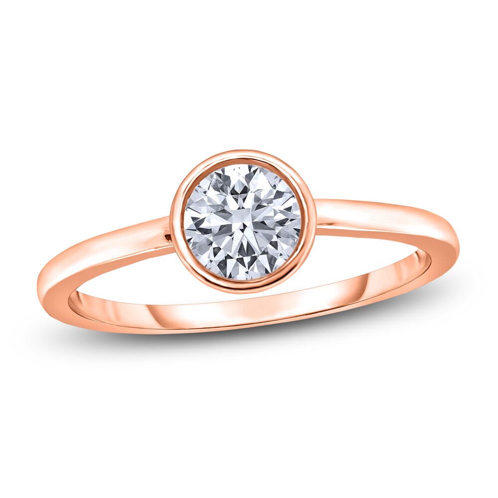 Diamond Solitaire Engagement Ring 1 ct tw Bezel-Set Round 14K Rose Gold (I2/I) nTsJ8IgU