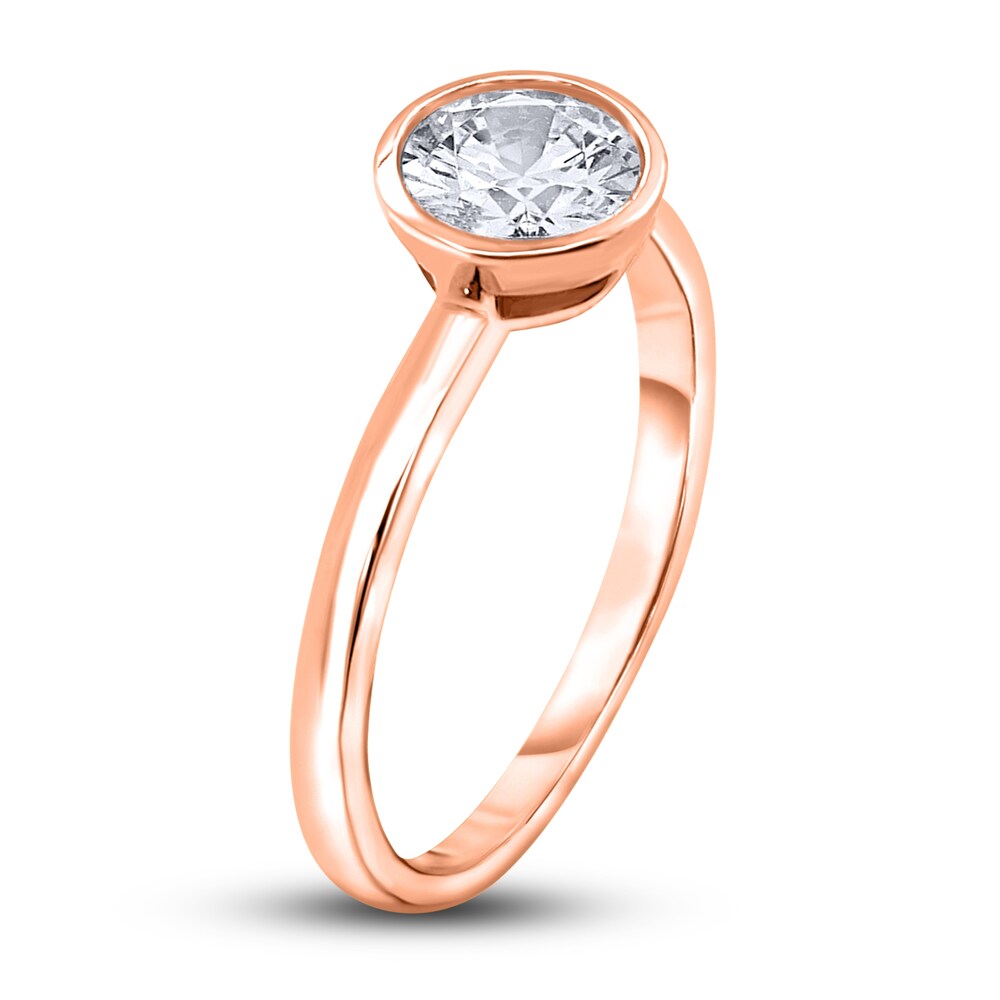 Diamond Solitaire Engagement Ring 1 ct tw Bezel-Set Round 14K Rose Gold (I2/I) nTsJ8IgU