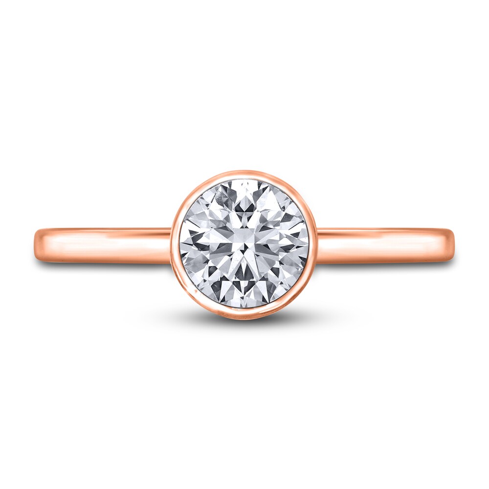 Diamond Solitaire Engagement Ring 1 ct tw Bezel-Set Round 14K Rose Gold (I2/I) nTsJ8IgU