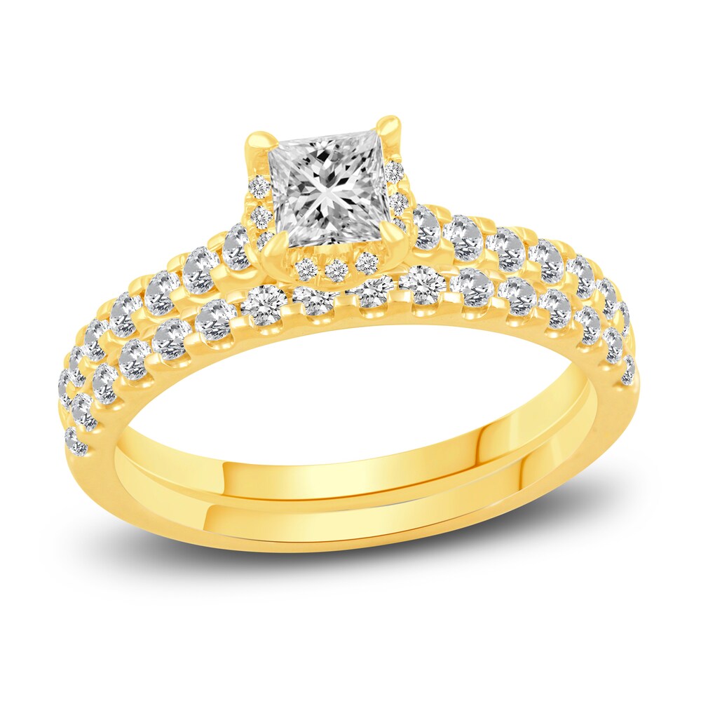 Diamond Bridal Set 1 ct tw Princess/Round 14K Yellow Gold nV9GNsD4