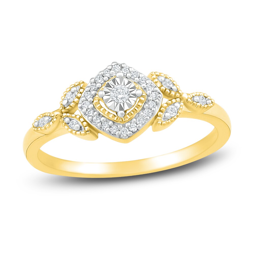 Diamond Promise Ring 1/8 ct tw Round 10K Yellow Gold/Rhodium, nVYVzTNn