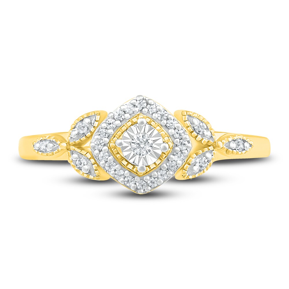 Diamond Promise Ring 1/8 ct tw Round 10K Yellow Gold/Rhodium, nVYVzTNn