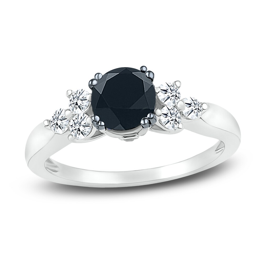 Black Diamond Engagement Ring 1-1/4 ct tw Round 10K White Gold ncYwiUS1