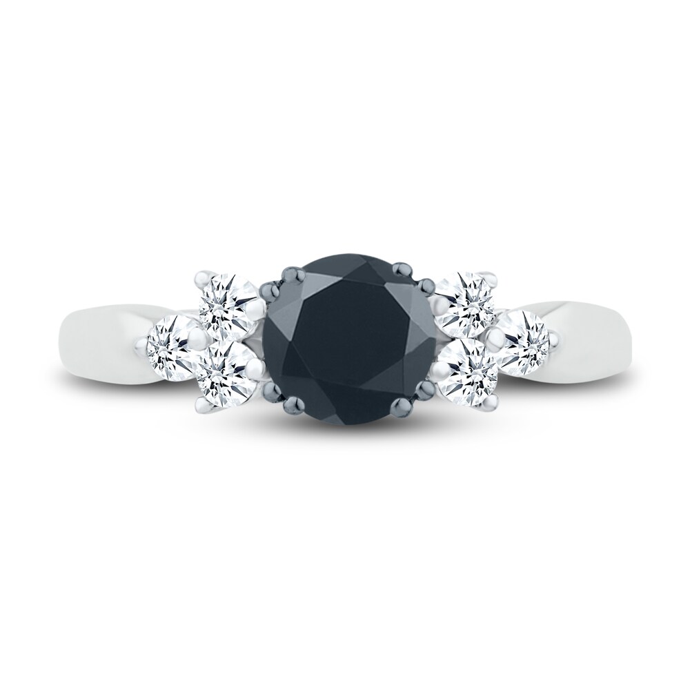 Black Diamond Engagement Ring 1-1/4 ct tw Round 10K White Gold ncYwiUS1