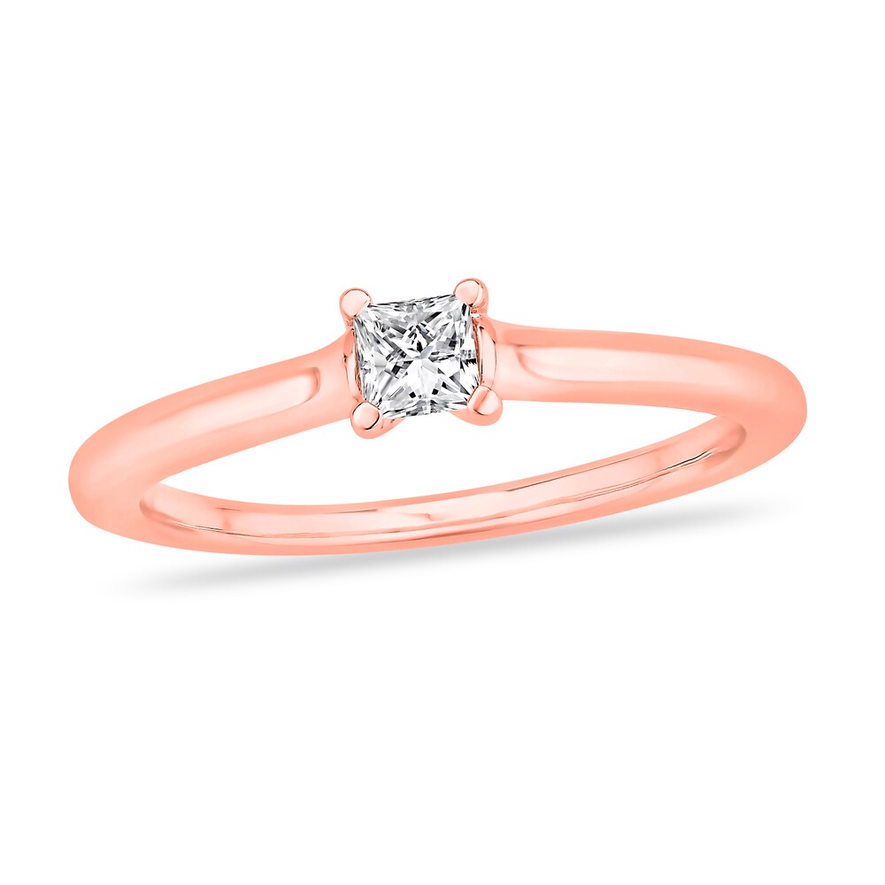 Diamond Solitaire Engagement Ring 1/4 ct tw Princess-cut 14K Rose Gold (I2/I) nuqWlQAH