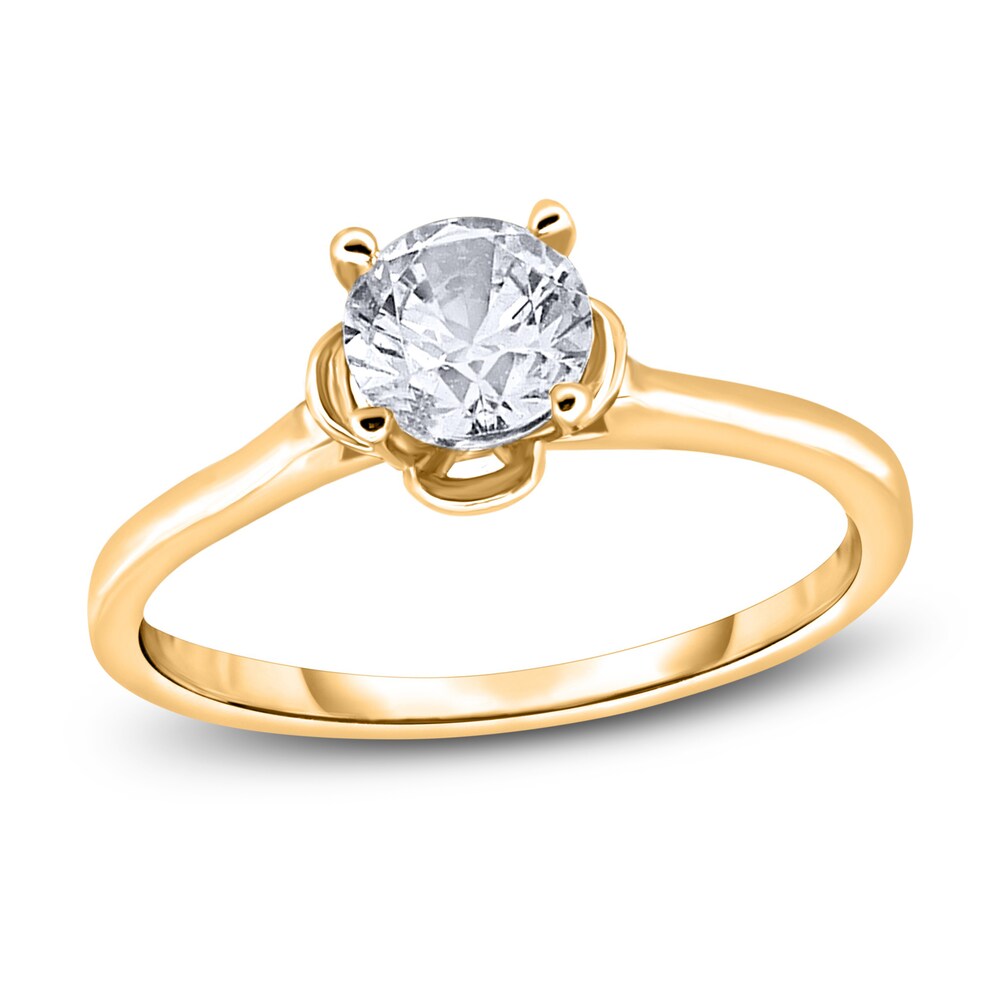 Diamond Solitaire Floral Engagement Ring 1 ct tw Round 14K Yellow Gold (I2/I) nva1PVrl