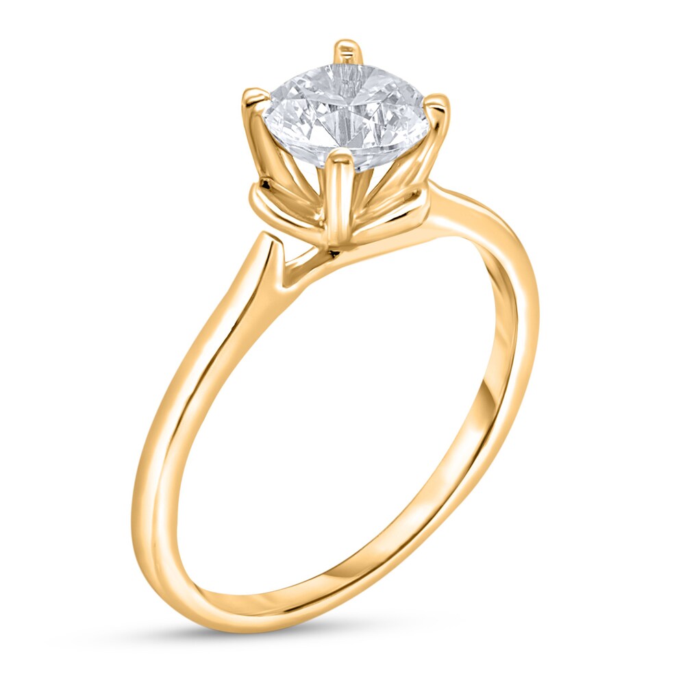 Diamond Solitaire Floral Engagement Ring 1 ct tw Round 14K Yellow Gold (I2/I) nva1PVrl