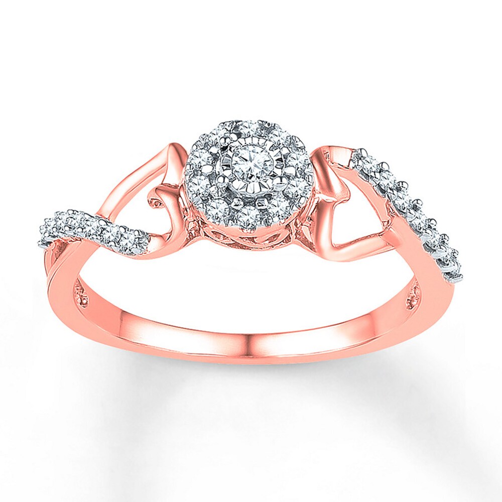 Diamond Promise Ring 1/6 ct tw Round-cut 10K Rose Gold o41tOKQo