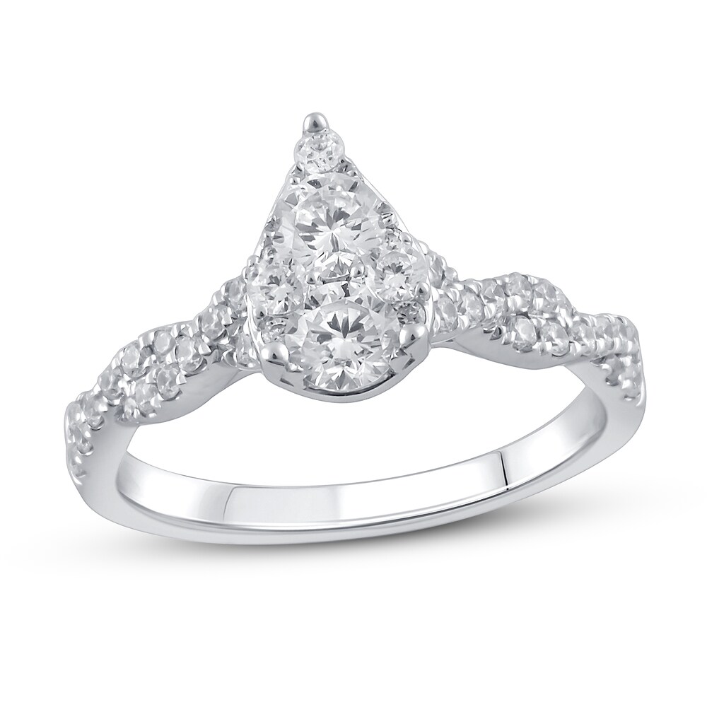 Diamond Engagement Ring 7/8 ct tw Round 14K White Gold o5tVEmUR