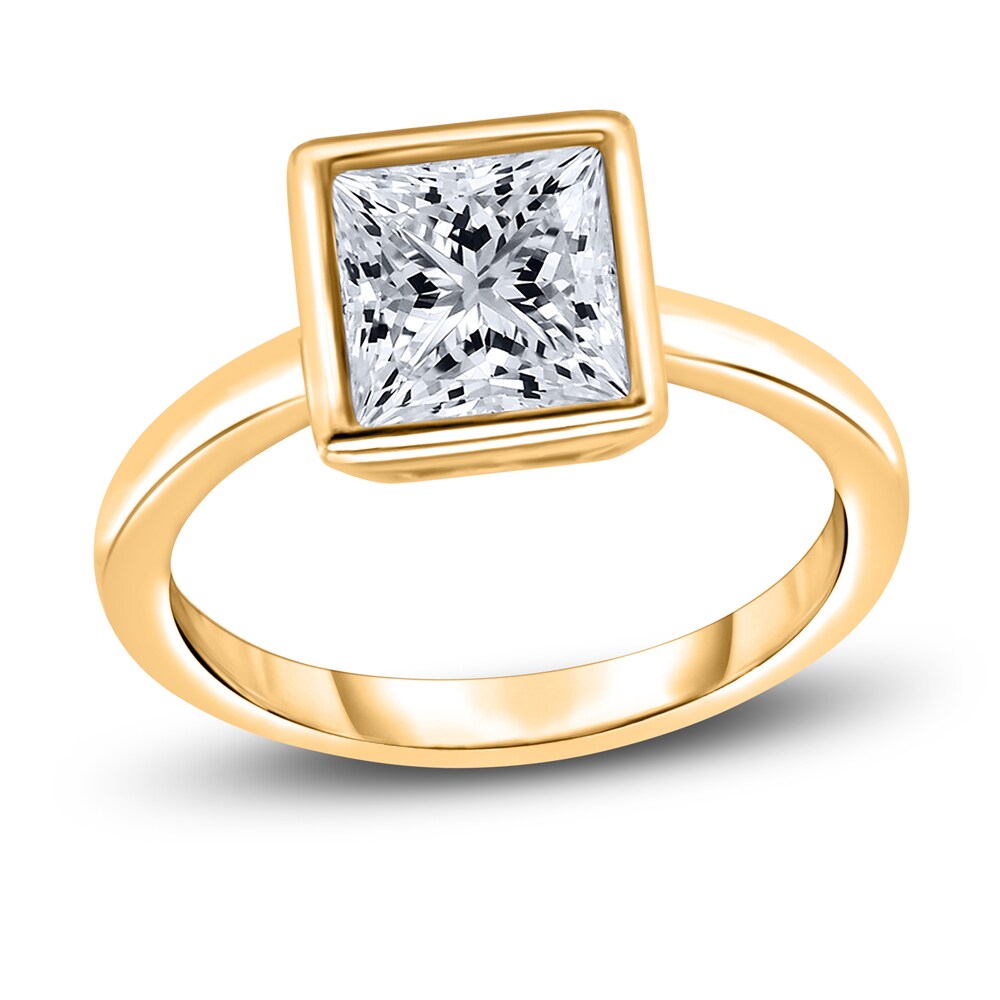 Diamond Solitaire Engagement Ring 2 ct tw Bezel-Set Princess 14K Yellow Gold (I2/I) oBNCGigr