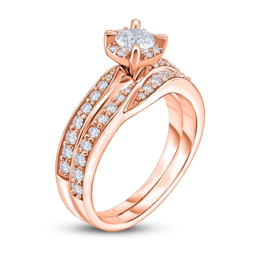 Diamond Bridal Set 1 ct tw Round 14K Rose Gold oCLZkvv4