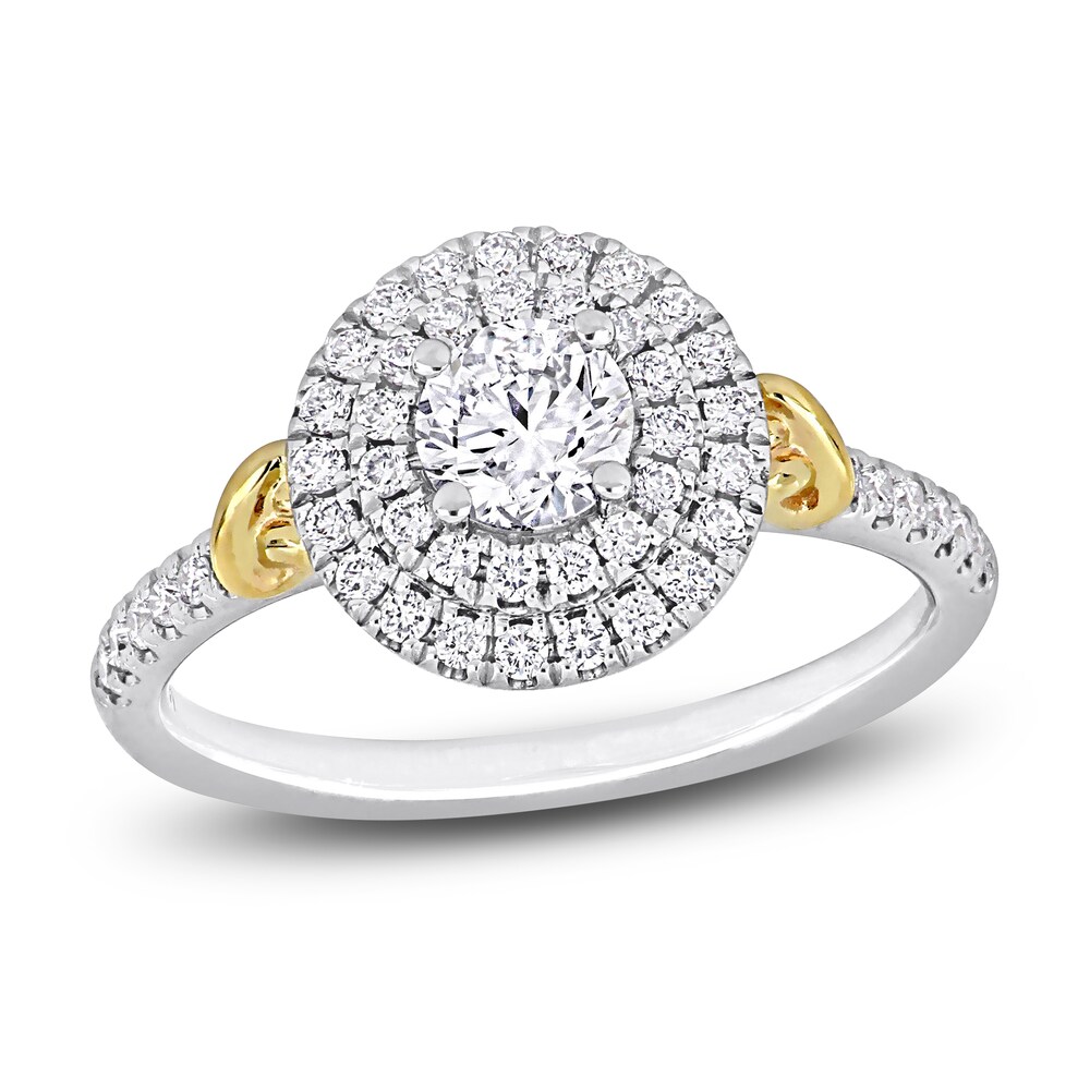 Diamond Y-Knot Engagement Ring 7/8 ct tw Round 14K Two-Tone Gold oNyeoZ69