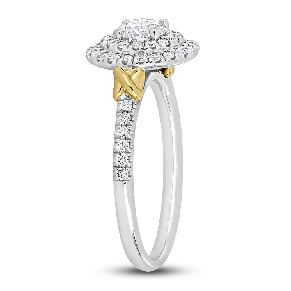 Diamond Y-Knot Engagement Ring 7/8 ct tw Round 14K Two-Tone Gold oNyeoZ69