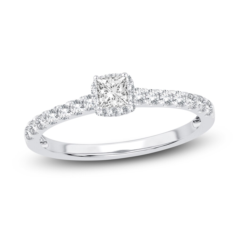 Diamond Engagement Ring 1/2 ct tw Princess/Round 14K White Gold oRINd6Kp