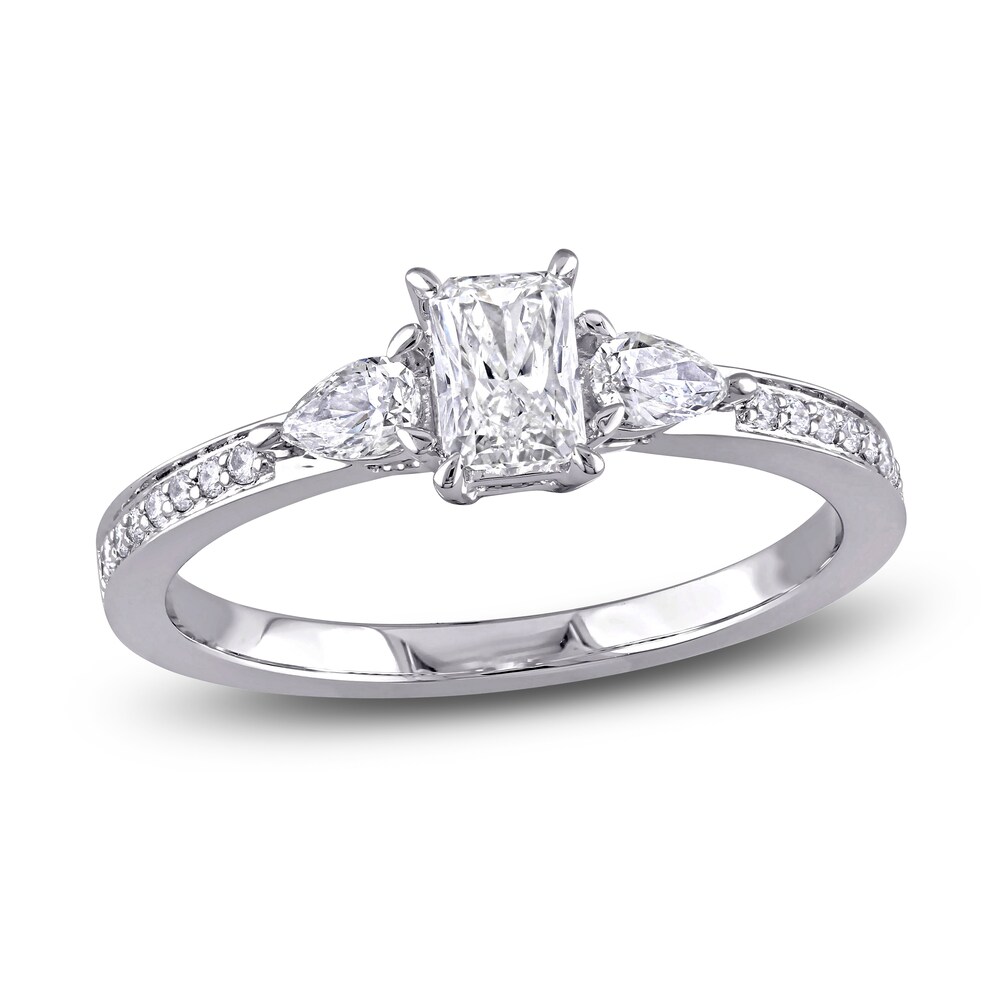 Diamond 3-Stone Engagement Ring 5/8 ct tw Radiant/Pear/ Round 14K White Gold oRlIRagT
