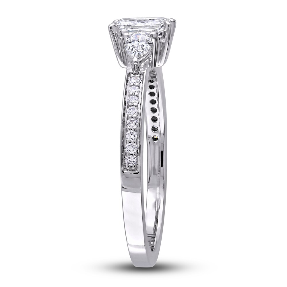 Diamond 3-Stone Engagement Ring 5/8 ct tw Radiant/Pear/ Round 14K White Gold oRlIRagT
