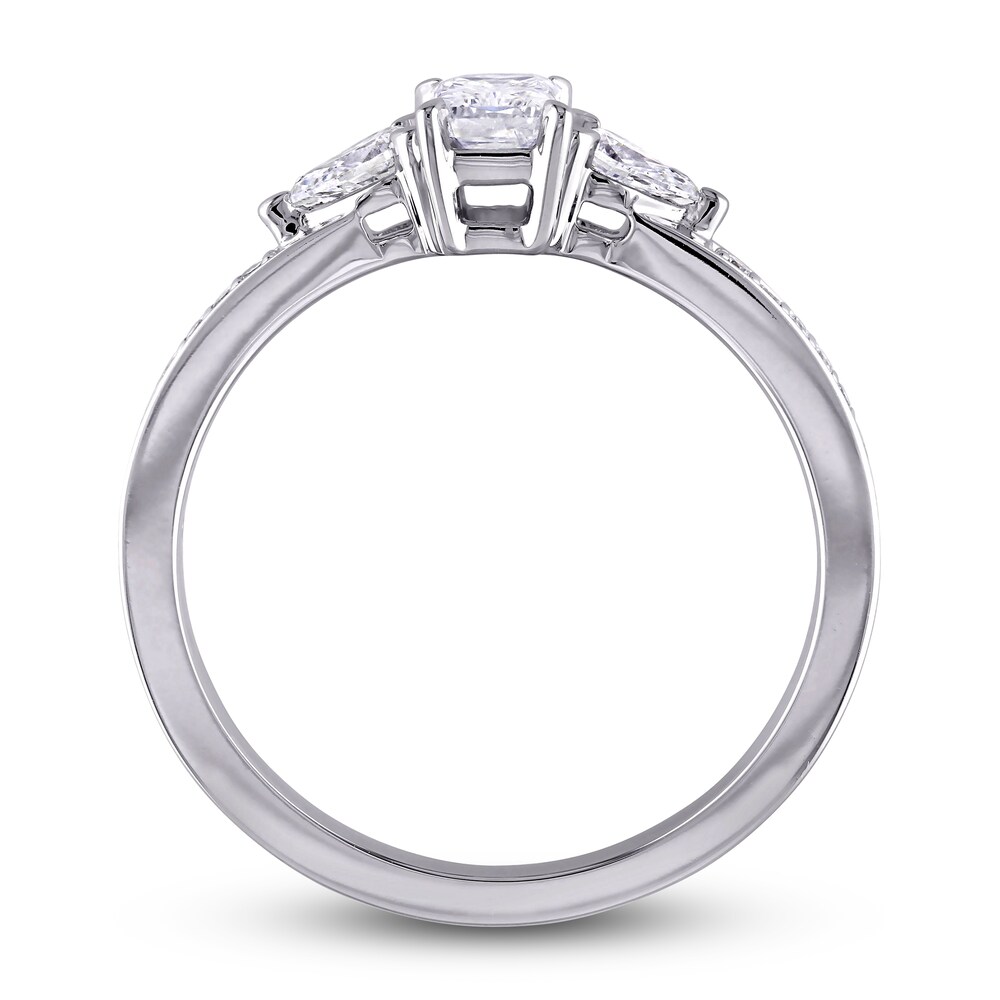 Diamond 3-Stone Engagement Ring 5/8 ct tw Radiant/Pear/ Round 14K White Gold oRlIRagT