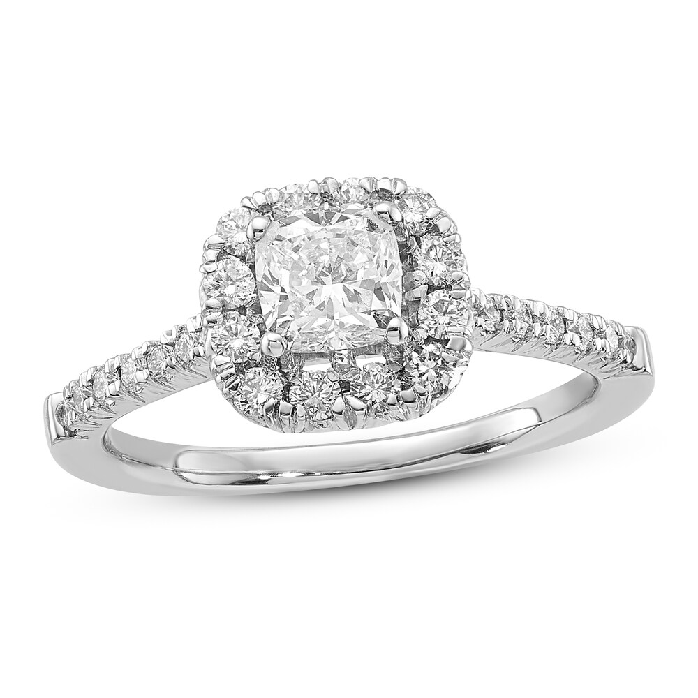 Diamond Engagement Ring 1 ct tw Cushion/Round 14K White Gold obeN4L7c