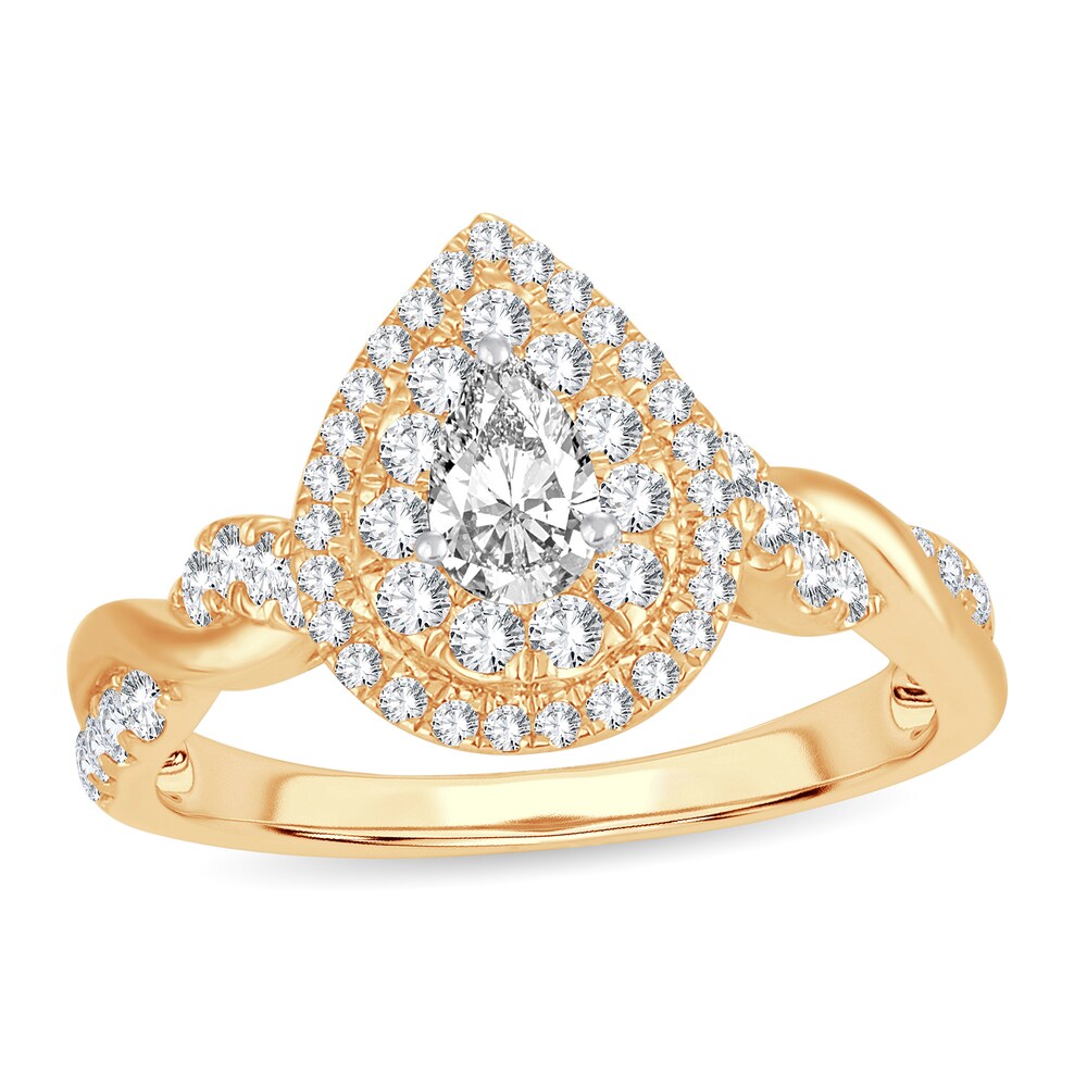 Diamond Ring 1 ct tw Pear-shaped 14K Yellow Gold okMRsdxs